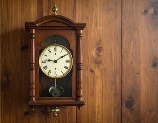 Wooden wall clock on dark wood