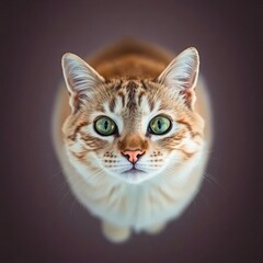 An overhead, bird&rsquo;s eye view of a cat, featuring a smooth gradient transition with seamless color blending from a top-down perspective