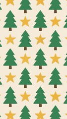 Fototapeta premium Festive trees stars pattern wallpaper for mobile