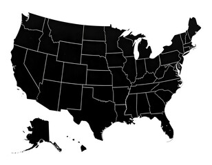 Monochrome outline of a country, showing its states and geographic divisions
