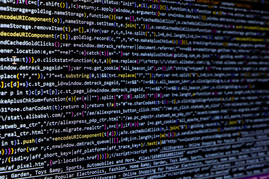 Technology background. Programming code abstract screen of software developer. Computer script