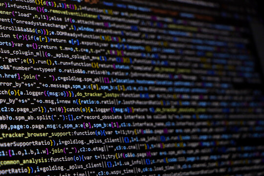 Software source code. Programming code. Programming code on computer screen. Developer working on program codes in office. Source code photo. Technology background