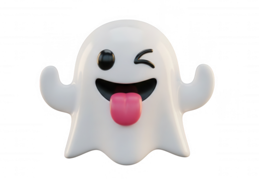 Playful ghost with tongue out isolated on a transparent background