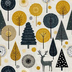 Festive Seamless Holiday Pattern with Abstract Snowflakes Invoking Whimsy and Joy in Winter-Themed Creative Projects