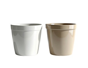 Small Tabletop Flower Pot and Large Floor Flower Pot Duo, isolated on transparent background