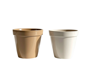 Round Shaped Flower Pot and Square Shaped Flower Pot Collection, isolated on transparent background