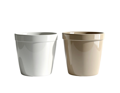 Small Tabletop Flower Pot and Large Floor Flower Pot Duo, isolated on transparent background - Powered by Adobe