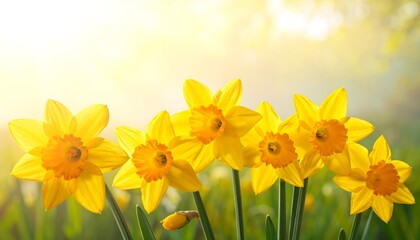 Yellow daffodils in sunlight