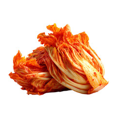 Vibrant kimchi showing the fermented cabbage with a transparent background on display