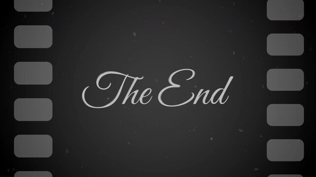 outro credits film.The end vintage Film Reel The End Title Card Animation 4K