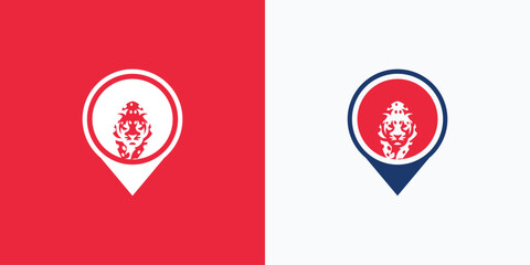 Striking Tiger Face Icon in Pin Shape, a Visual Representation Location