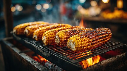 Savory Charcoal-Grilled Corn on the Cob with Spiced Butter Capturing the Essence of Summer Feasts and Family Joy