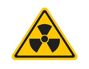 Fototapeta premium Yellow triangle warning sign with black radiation symbol (1)