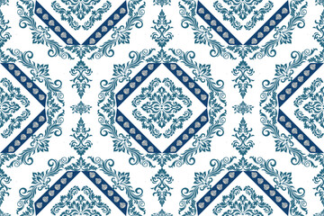 seamless floral pattern with geometric and damask flowers