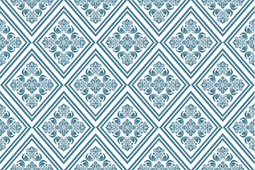seamless floral pattern with geometric and damask flowers