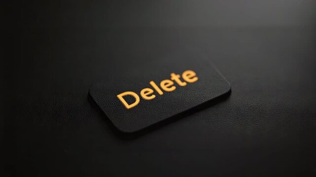 Delete key orange button on black keyboard for digital use and typing