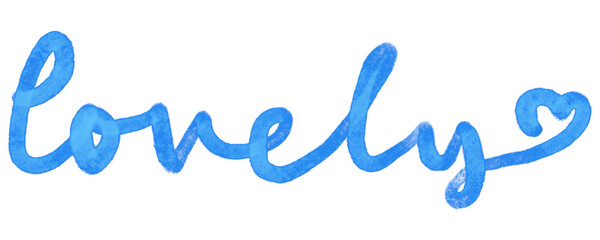 Obraz premium LOVELY hand lettering word in blue color with cute love sign. Suitable for design, element, sticker, wedding, valentine, card, etc.