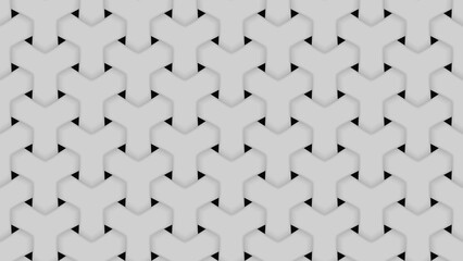 Seamless 3D interlocking Y-shape pattern in light grey with subtle shadows. Ideal for modern architectural backdrops, minimalist web design, or technical illustrations.
