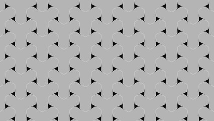 Flat abstract pattern of grey interlocking Y-shapes with dark accents. Perfect for backgrounds, tessellation designs, or contemporary graphic elements.