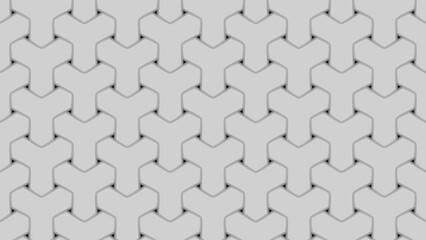 Clean, bright 3D interlocking Y-shape pattern in solid grey. Excellent for minimalist designs, structural backgrounds, or sleek abstract textures.