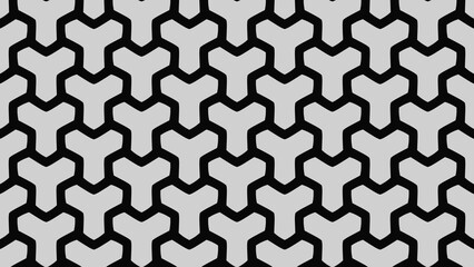 High-contrast interlocking Y-shape pattern with thick black outlines on a light grey background. Suitable for bold graphic design, abstract wallpapers, or strong visual statements.