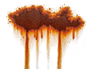 Rusty metal streaks isolated on a transparent background