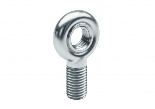 Silver metal eye bolt isolated on a transparent background