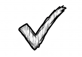 Scribbled checkmark symbol isolated on a transparent background