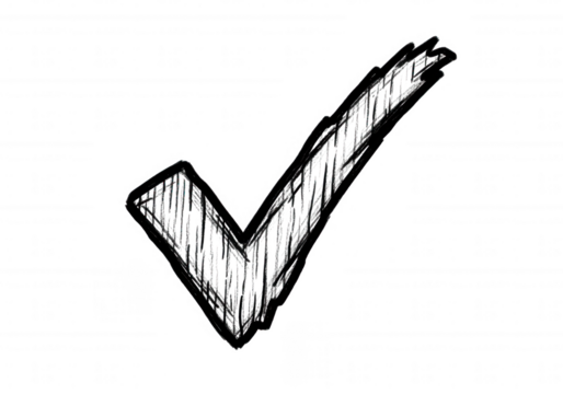 Scribbled checkmark symbol isolated on a transparent background