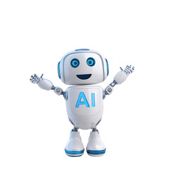 Friendly AI Robot on Transparent Background