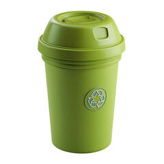 Green Recycle Bin with EcoFriendly, and Black Background.
