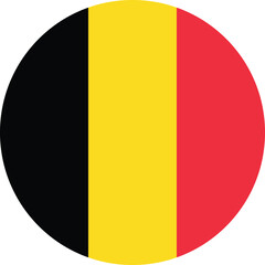 Fototapeta premium Circular national flag of Belgium country vector flat design and digital illustration isolated on transparent background 