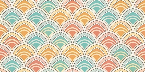 Abstract Scallop Scales Pattern Illustration. Seamless Texture Background