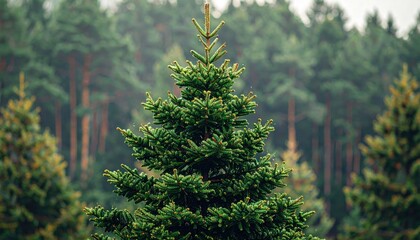 Majestic Green Christmas Tree Fir Evergreen Forest Canopy Nature Background