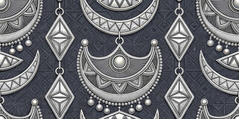 Elegant Silver Jewelry Pattern Design Decorative Stylish Background Seamless