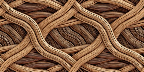 Woven Wood Rattan Texture Background Wicker Pattern Seamless Repeating Design