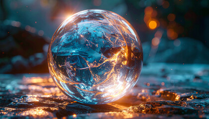 Illuminated Orb: A mesmerizing image of a glowing, energy-filled orb, showcasing intricate patterns and vibrant colors amidst a blurred background, evoking a sense of mystery and wonder.