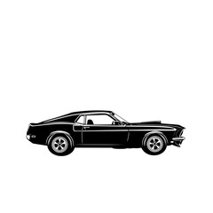 Vector illustration of a classic muscle car in side view, detailed design perfect for automotive, retro vehicle, vintage transport, and car culture themes