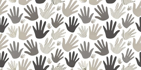 Hand Prints Pattern Design Gray Tones Seamless Background Creative Abstract Art Wallpaper