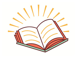 Open book shining with knowledge learning and education concept illustration