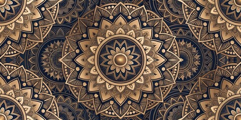 Golden Floral Seamless Pattern Decorative Background