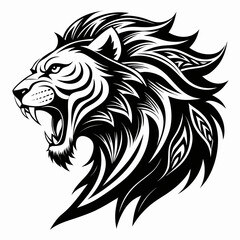 Obraz premium a roaring lion head in side view