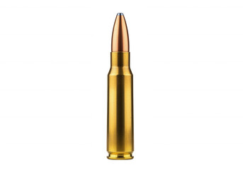 Brass bullet projectile on black isolated on a transparent background