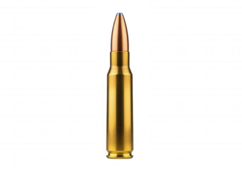 Brass bullet projectile on black isolated on a transparent background