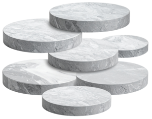Minimalist Round Stone Podium Collection for Product Display, Isolated on Transparent Background 