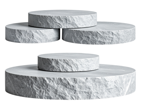 Minimalist Round Stone Podium Collection for Product Display, Isolated on Transparent Background  - Powered by Adobe