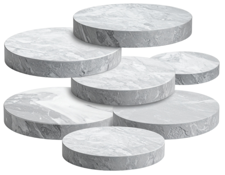 Minimalist Round Stone Podium Collection for Product Display, Isolated on Transparent Background 