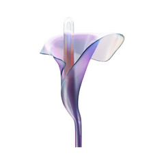 Transparent glass flower on isolated white_ PNG flower on white