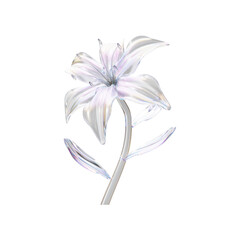 Naklejka premium Transparent glass flower on isolated white_ PNG flower on white