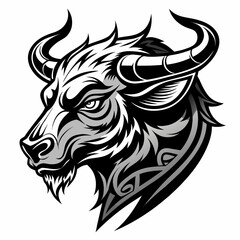 Obraz premium a raging bull head in tribal tattoo style